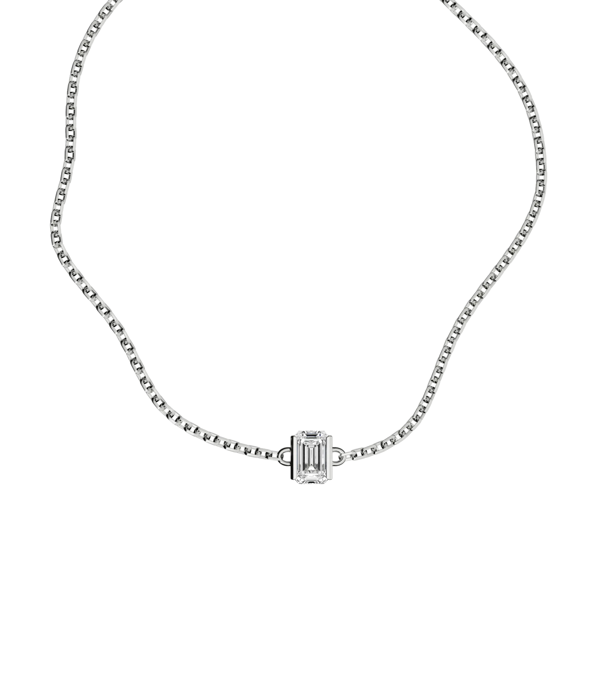 Emerald cut lab-grown diamond solitaire chain bracelet, 0.50ct in 18K recycled white gold.