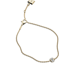 Emerald cut lab-grown diamond solitaire chain bracelet, 0.50ct in 18K recycled yellow gold.
