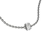 Emerald cut lab-grown diamond solitaire chain bracelet, 0.50ct in 18K recycled white gold.