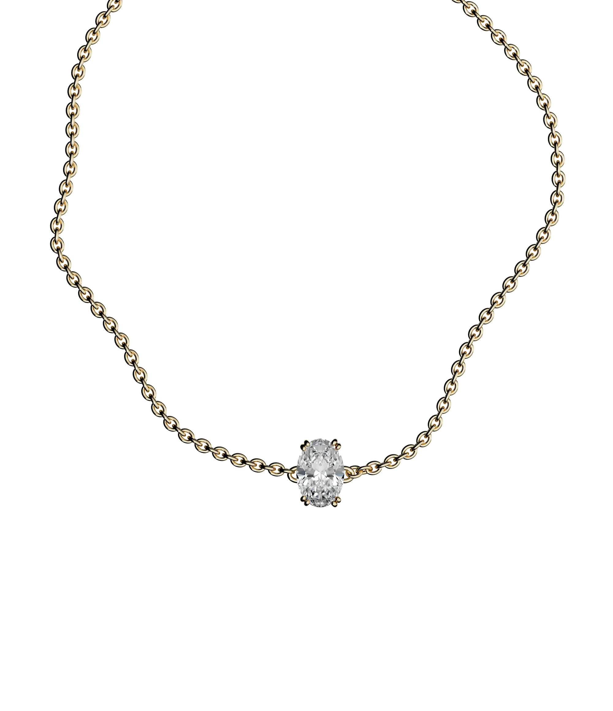 Oval cut lab-grown diamond solitaire chain bracelet, 0.50ct in 18K recycled yellow gold.