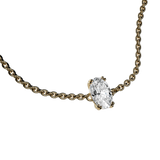 Oval cut lab-grown diamond solitaire chain bracelet, 0.50ct in 18K recycled yellow gold.