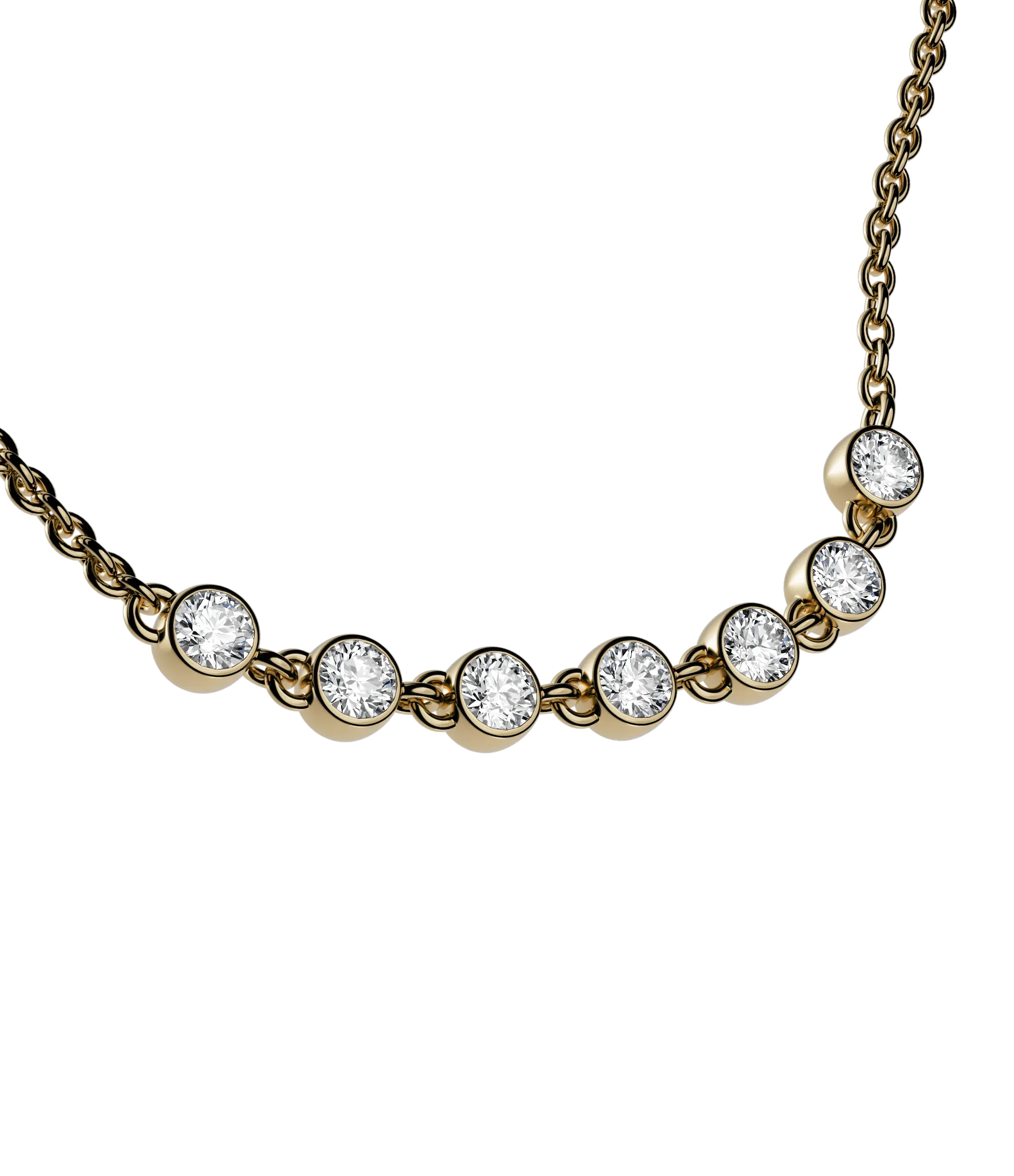 Round brilliant lab-grown diamond 7-stone chain bracelet, 0.42ct in 18K recycled yellow gold.