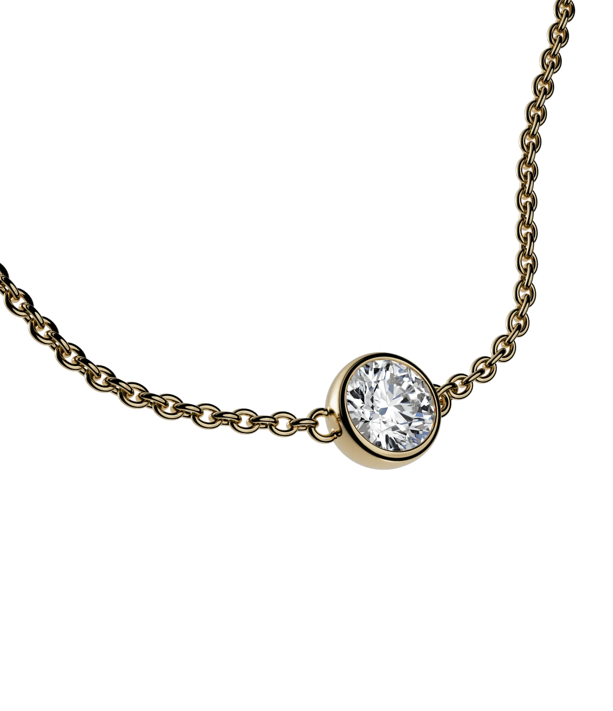 Round brilliant lab-grown diamond solitaire chain bracelet, 0.50ct in 18K recycled yellow gold