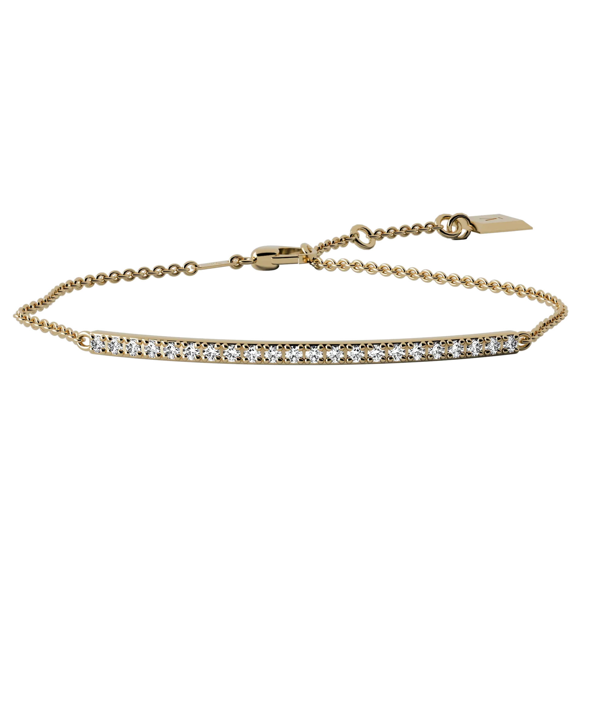 Round brilliant lab-grown diamond pavé barre chain bracelet, 0.44ct in 18K recycled yellow gold