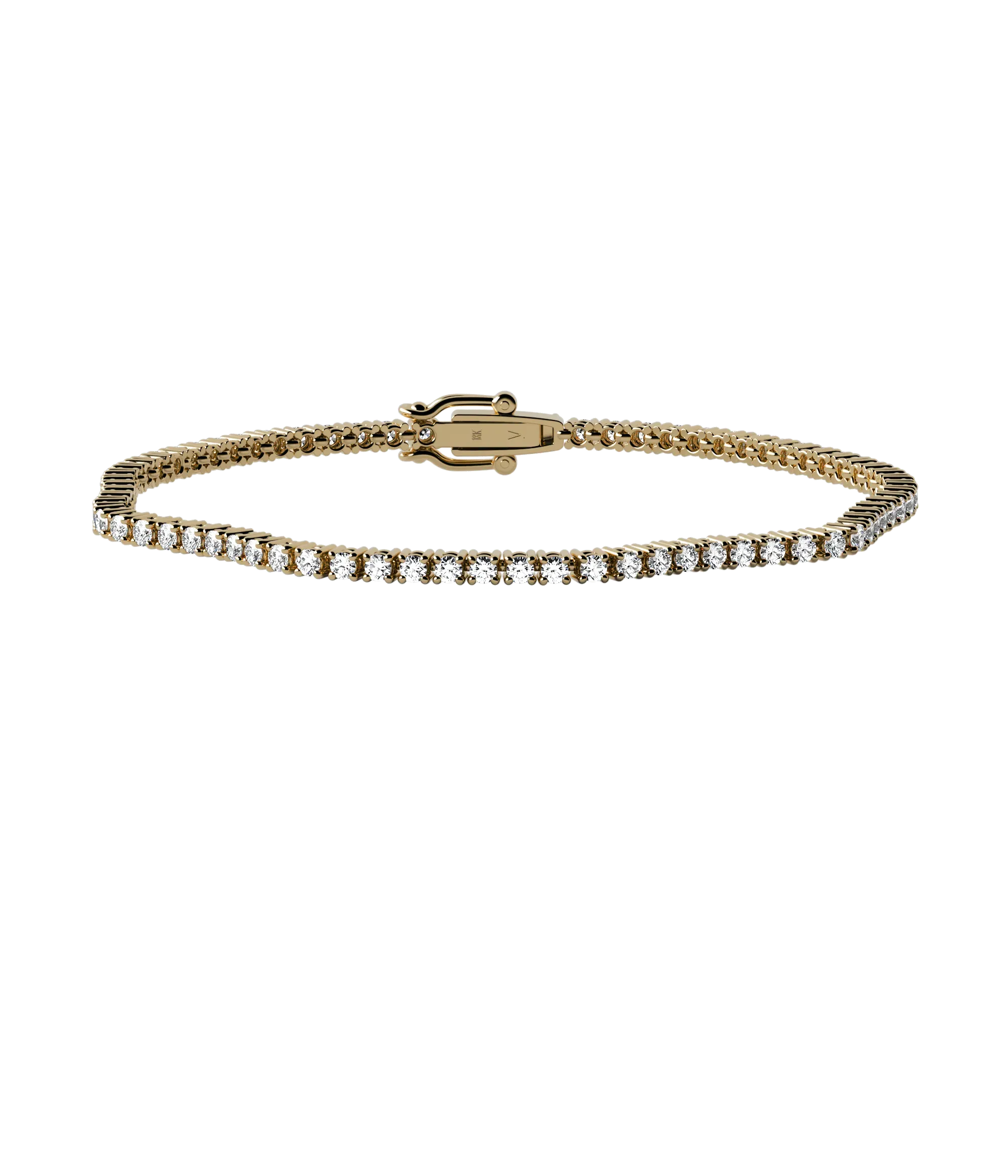 Round brilliant lab-grown diamond tennis bracelet, 2.28ct in 18K recycled yellow gold