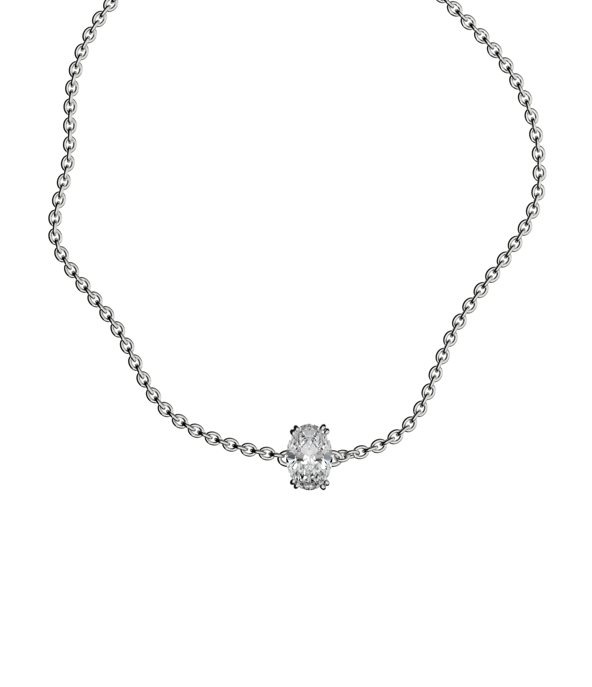 Oval cut lab-grown diamond solitaire chain bracelet, 0.50ct in 18K recycled white gold