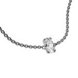 Oval cut lab-grown diamond solitaire chain bracelet, 0.50ct in 18K recycled white gold