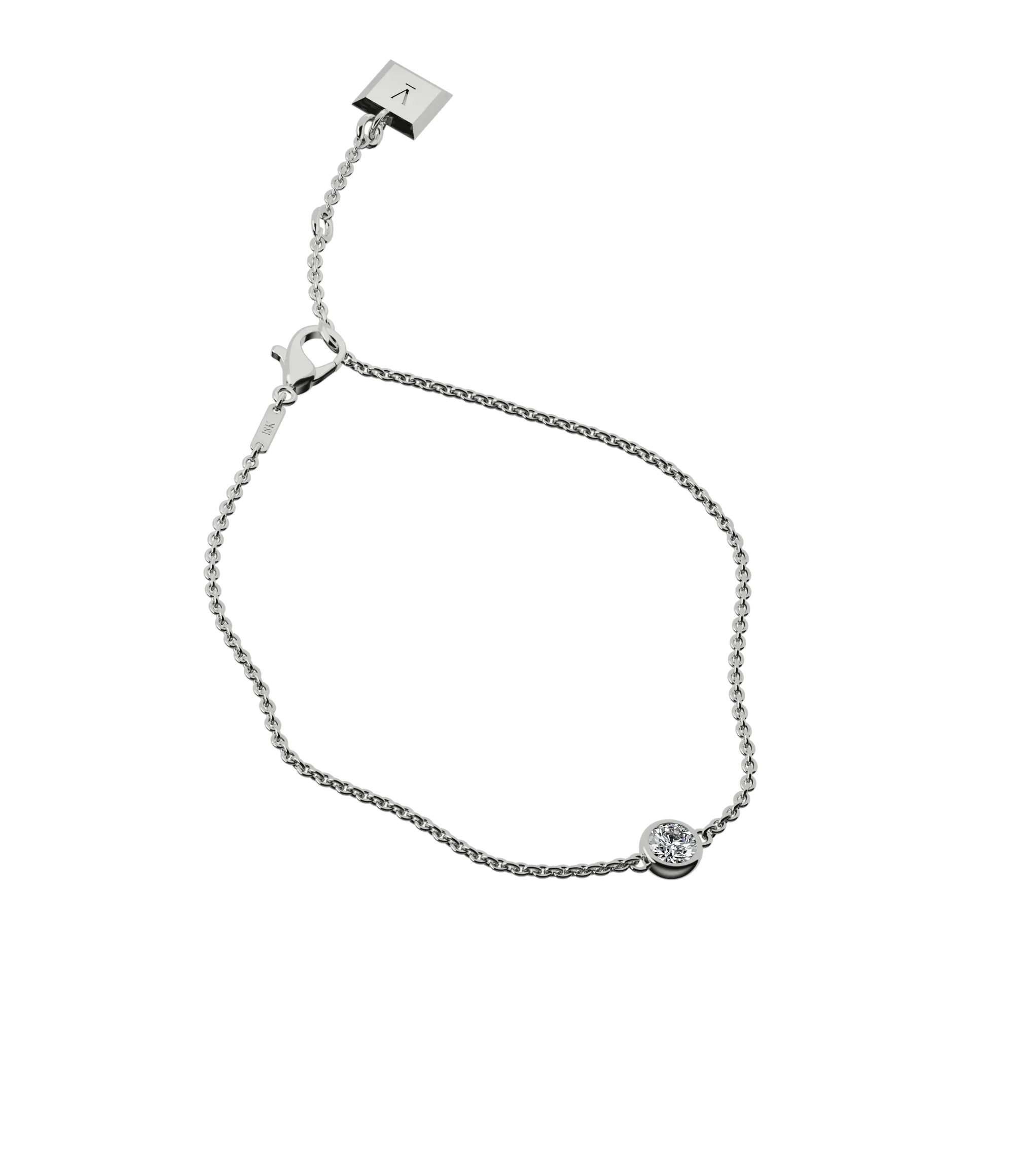 Round brilliant lab-grown diamond solitaire chain bracelet, 0.30ct in 18K recycled white gold.