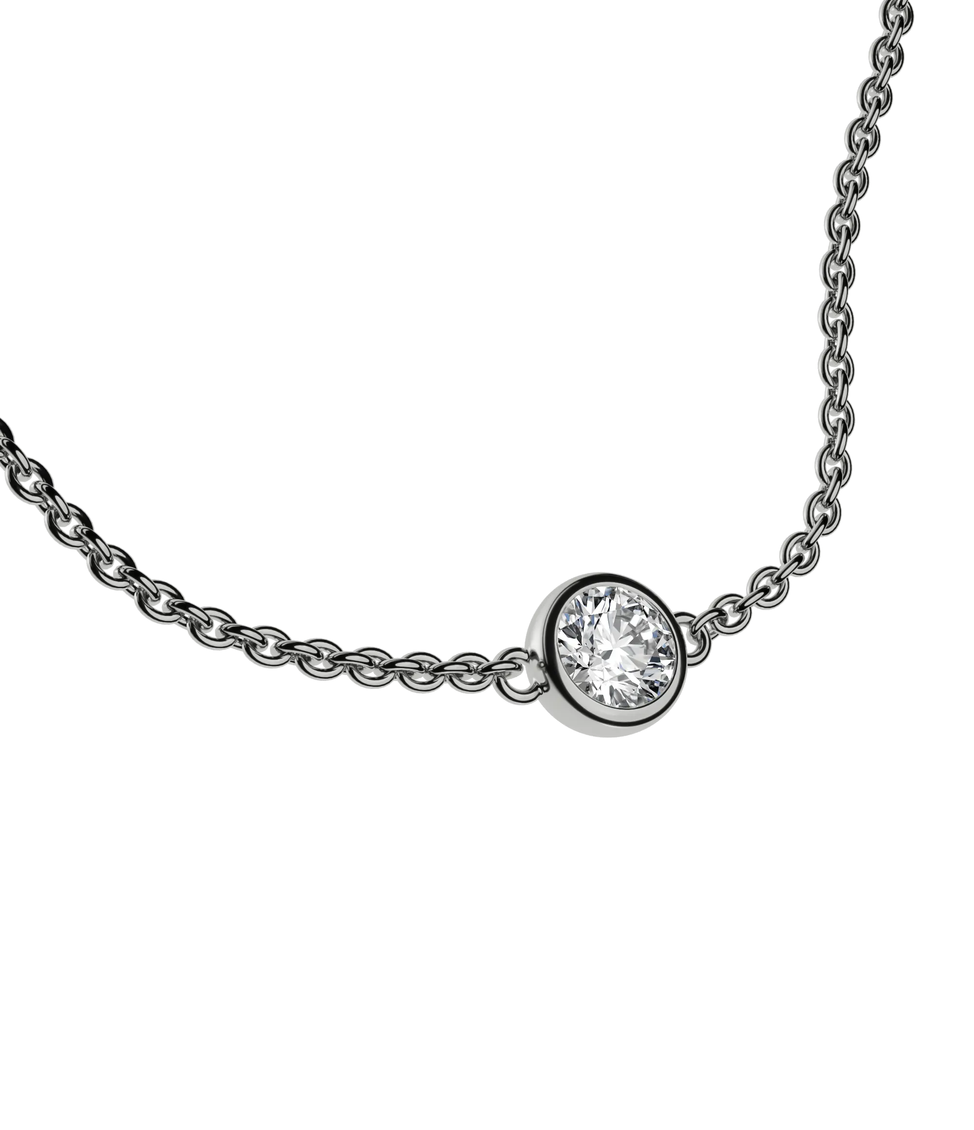 Round brilliant lab-grown diamond solitaire chain bracelet, 0.30ct in 18K recycled white gold.