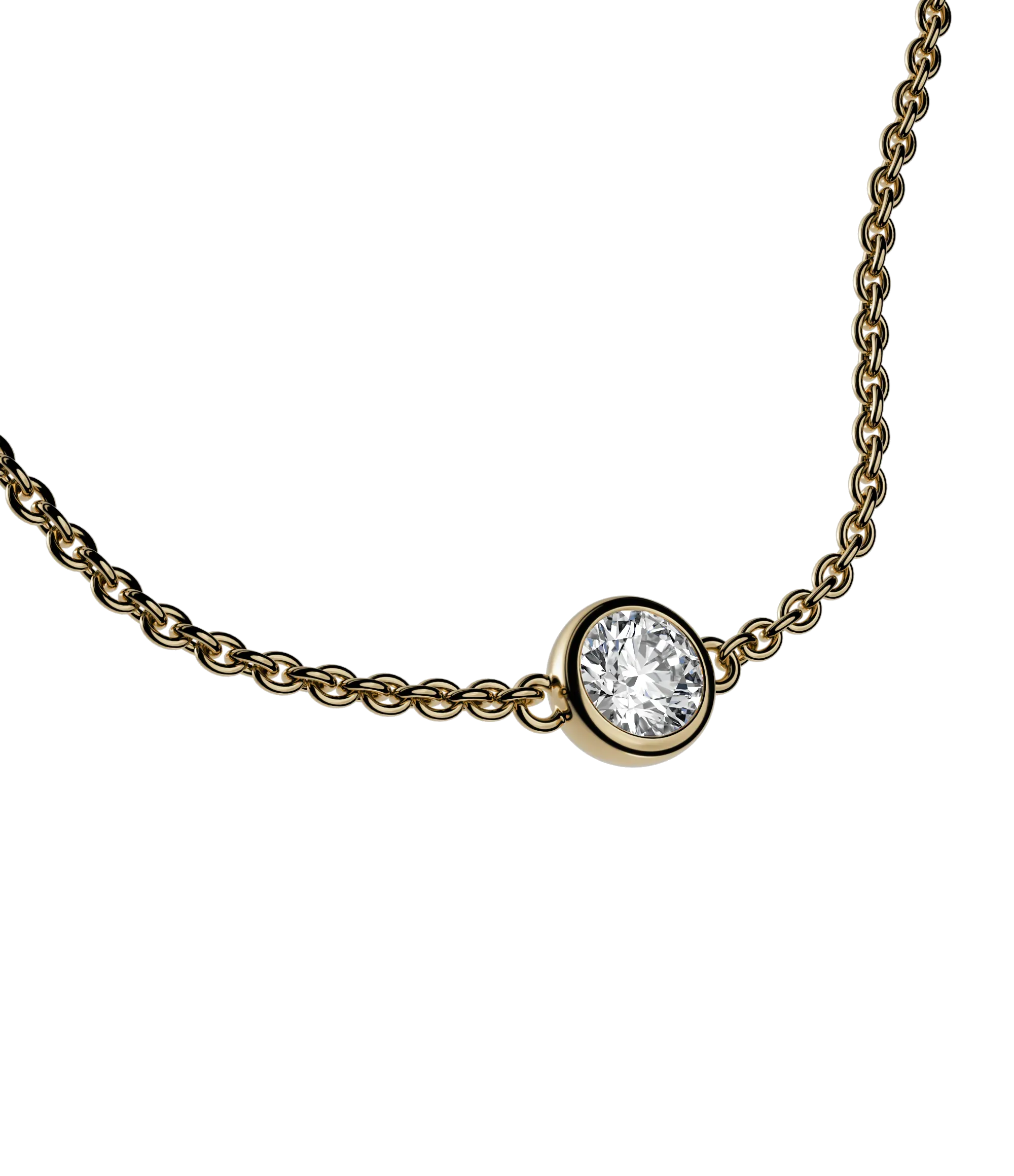 Round brilliant lab-grown diamond solitaire chain bracelet, 0.30ct in 18K recycled yellow gold.