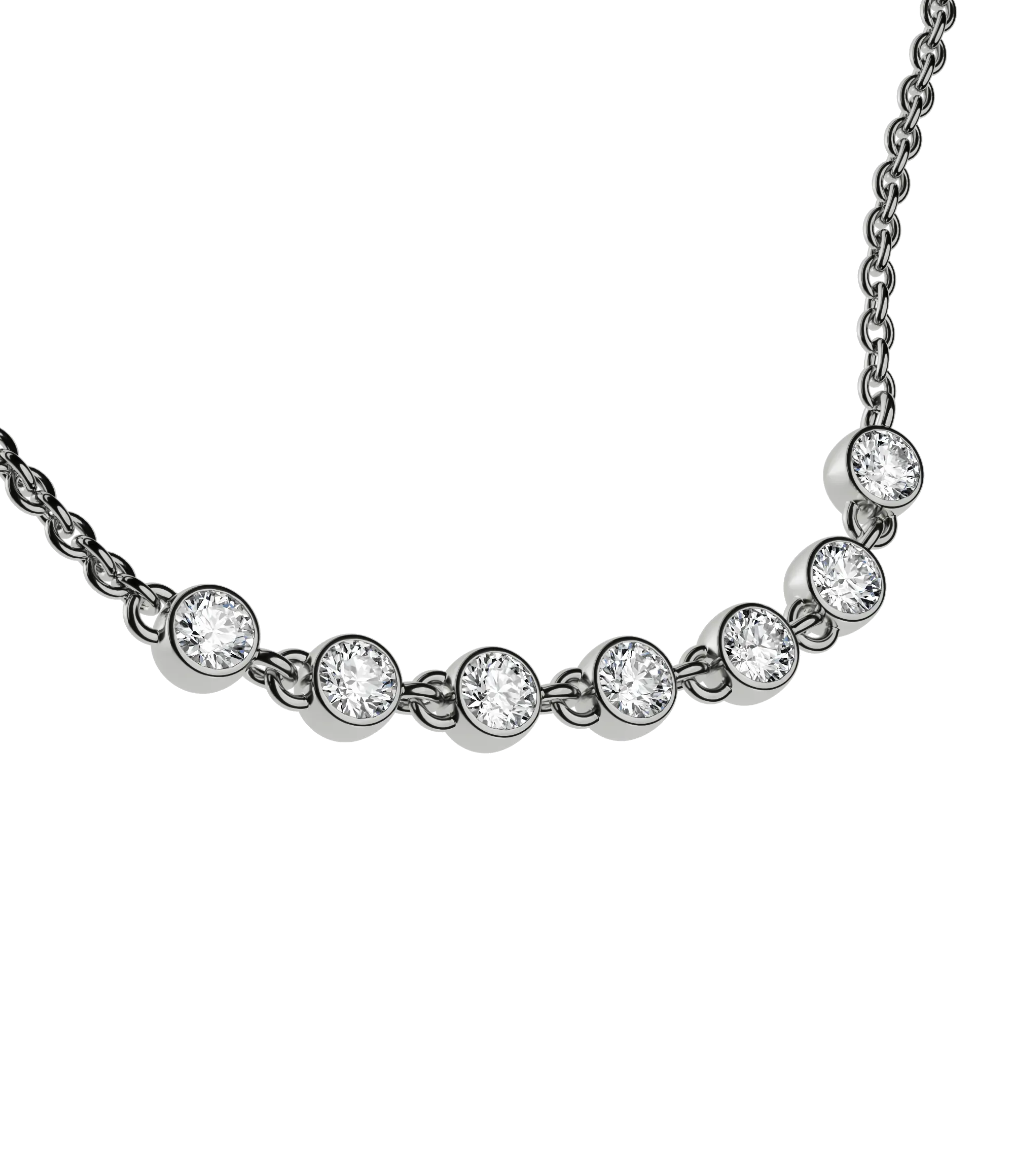 Round brilliant lab-grown diamond 7-stone chain bracelet, 0.42ct in 18K recycled white gold.