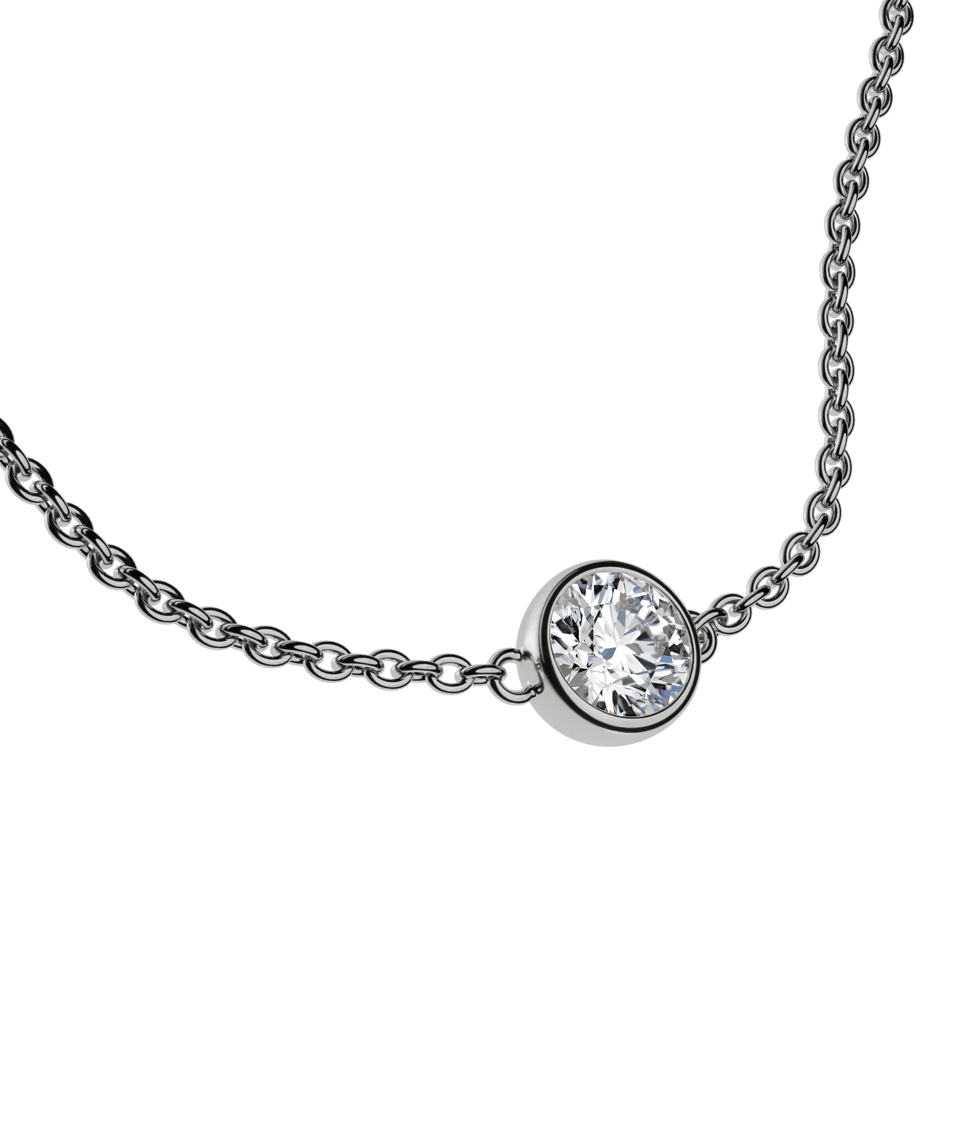 Round brilliant lab-grown diamond solitaire chain bracelet, 0.50ct in 18K recycled white gold.