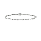 Tapered baguette lab-grown diamond tennis bracelet, 1.92ct in 18K recycled white gold.