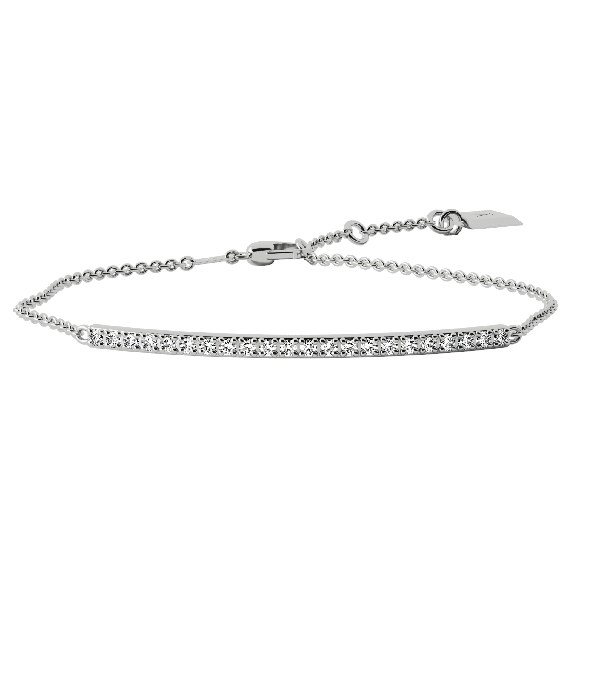 Round brilliant lab-grown diamond pavé barre chain bracelet, 0.44ct in 18K recycled white gold.