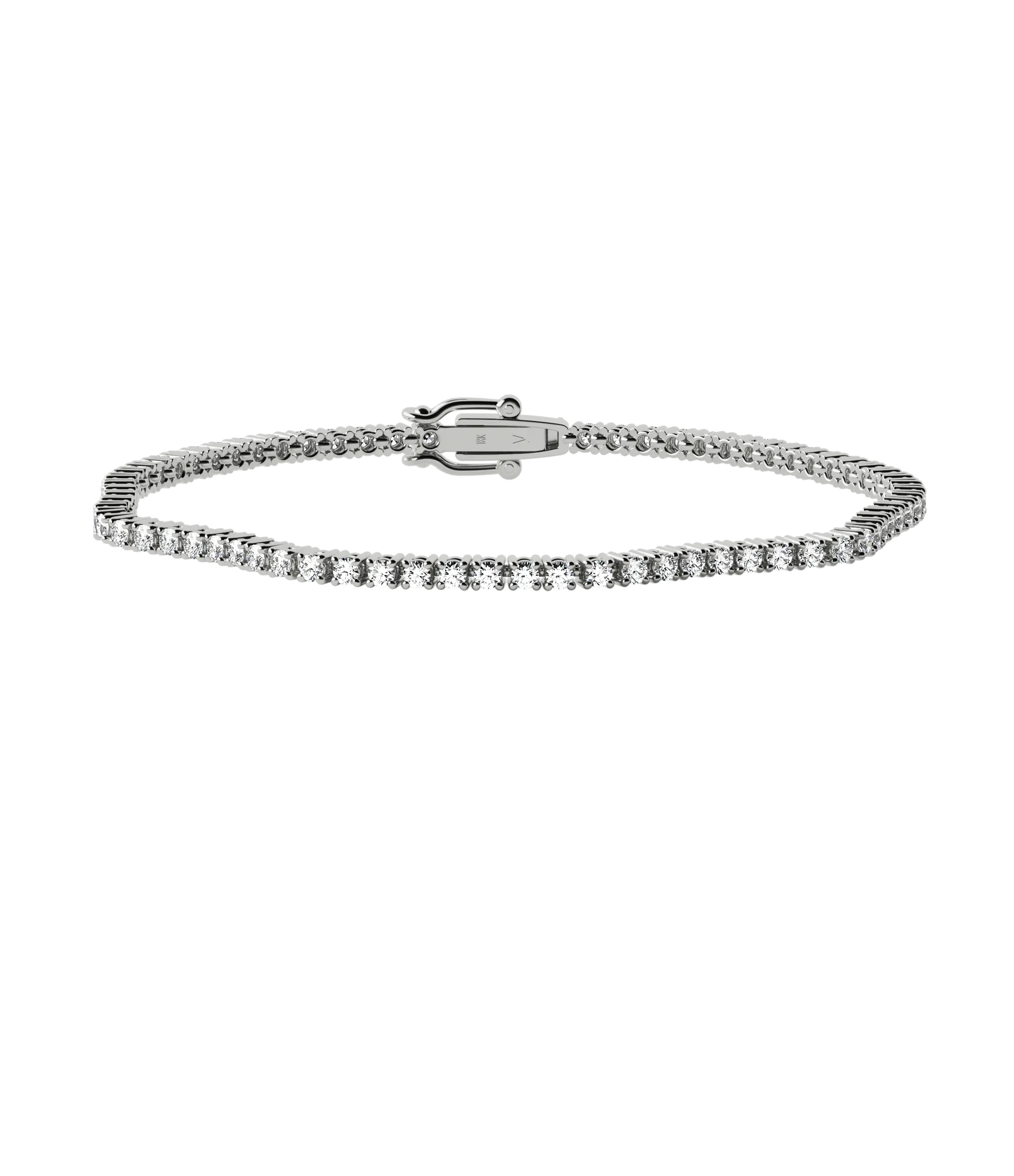 Round brilliant lab-grown diamond tennis bracelet, 2.28ct in 18K recycled white gold