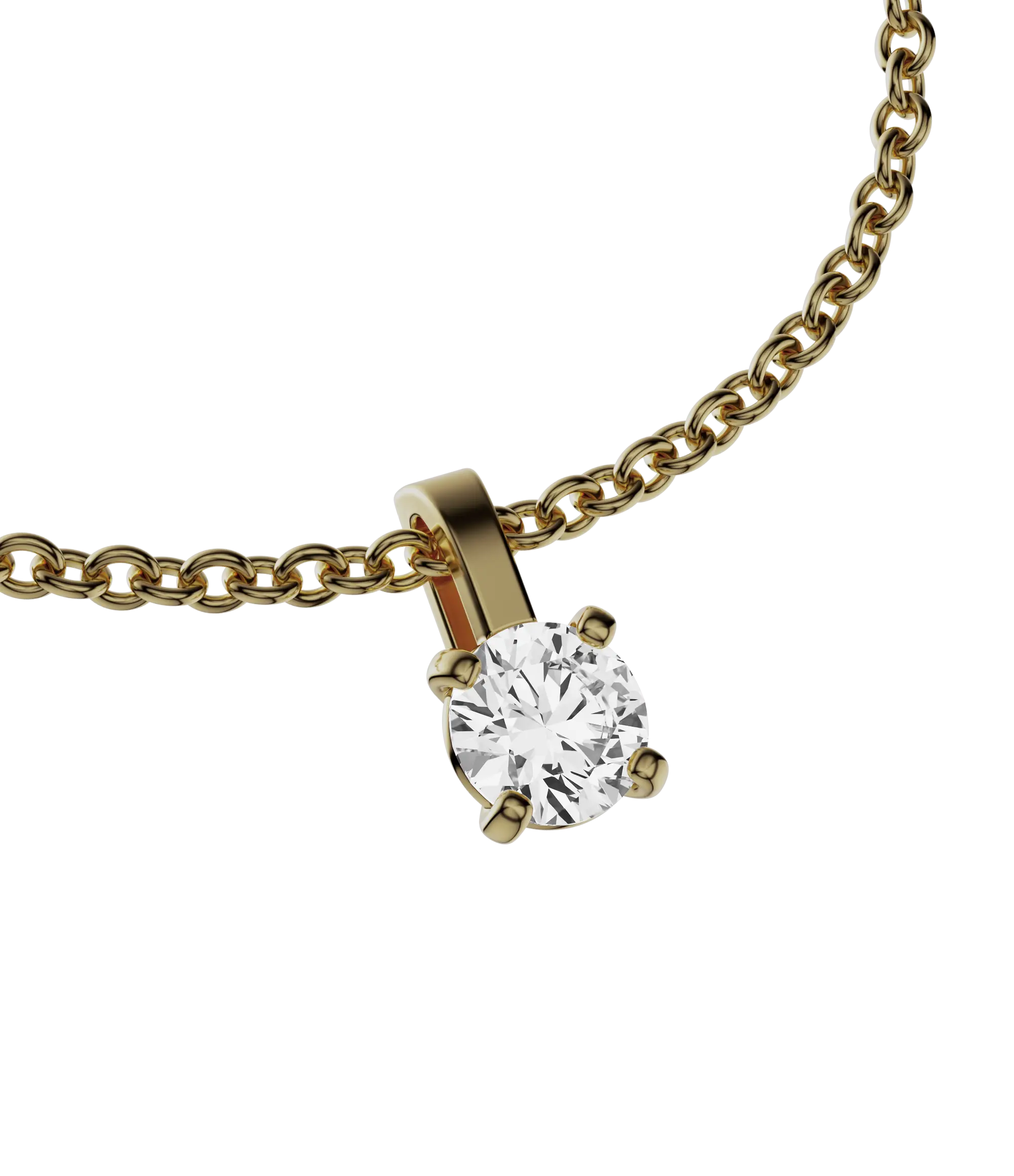 Round brilliant lab-grown diamond solitaire chain necklace, 0.50ct in 18K recycled yellow gold