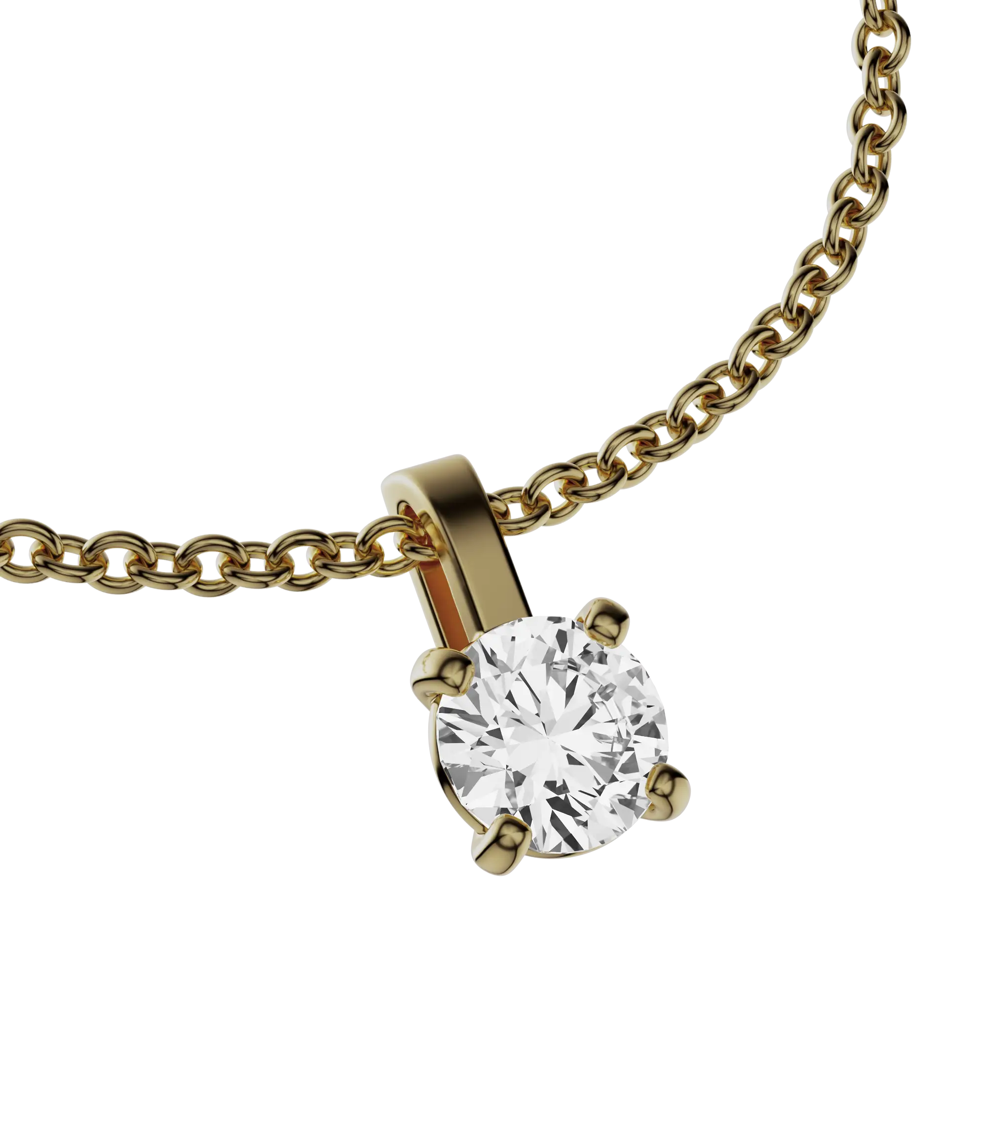 Round brilliant lab-grown diamond solitaire chain necklace, 1.00ct in 18K recycled yellow gold