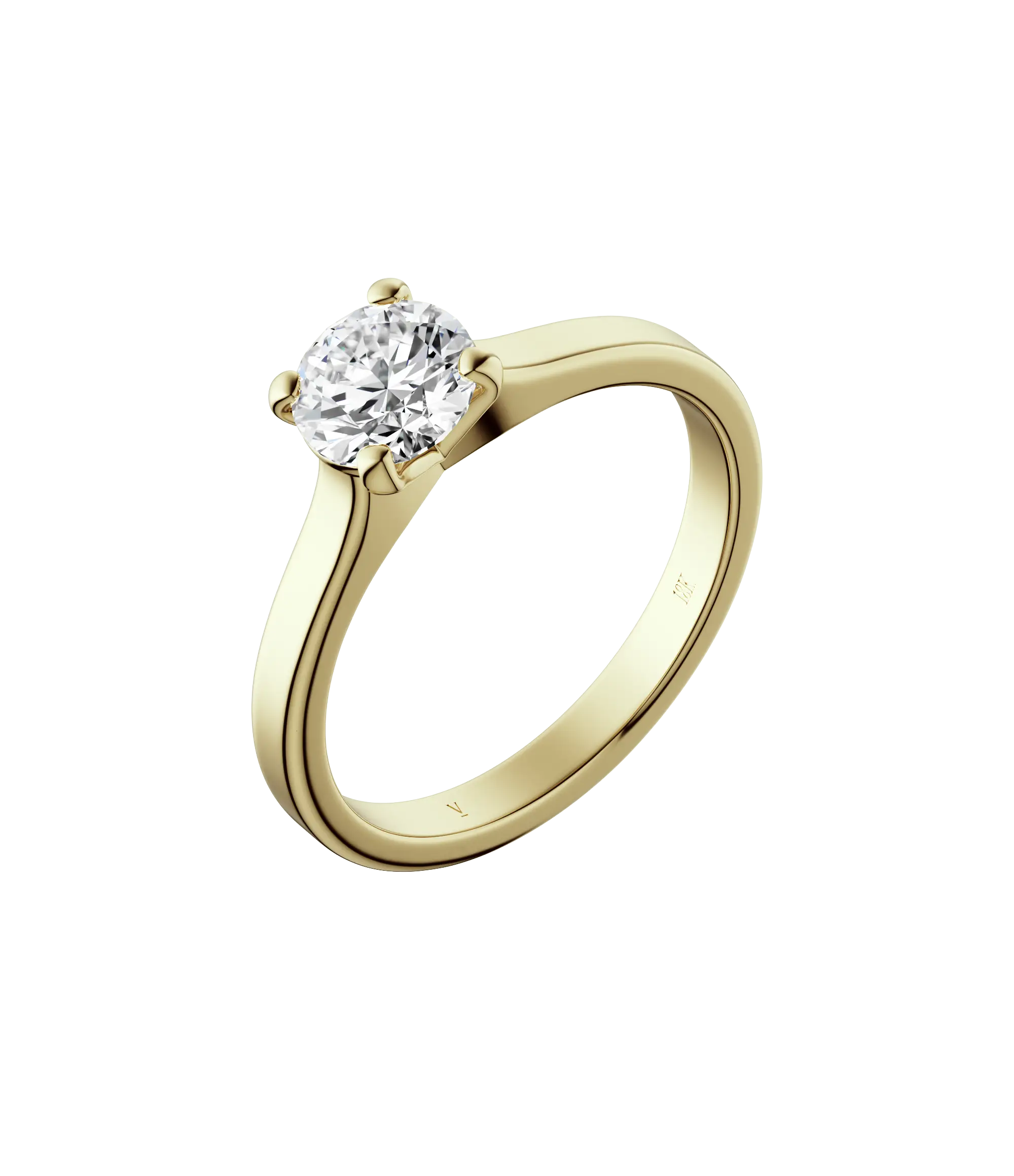 Round brilliant lab-grown diamond solitaire ring 1.00ct in 18K recycled yellow gold