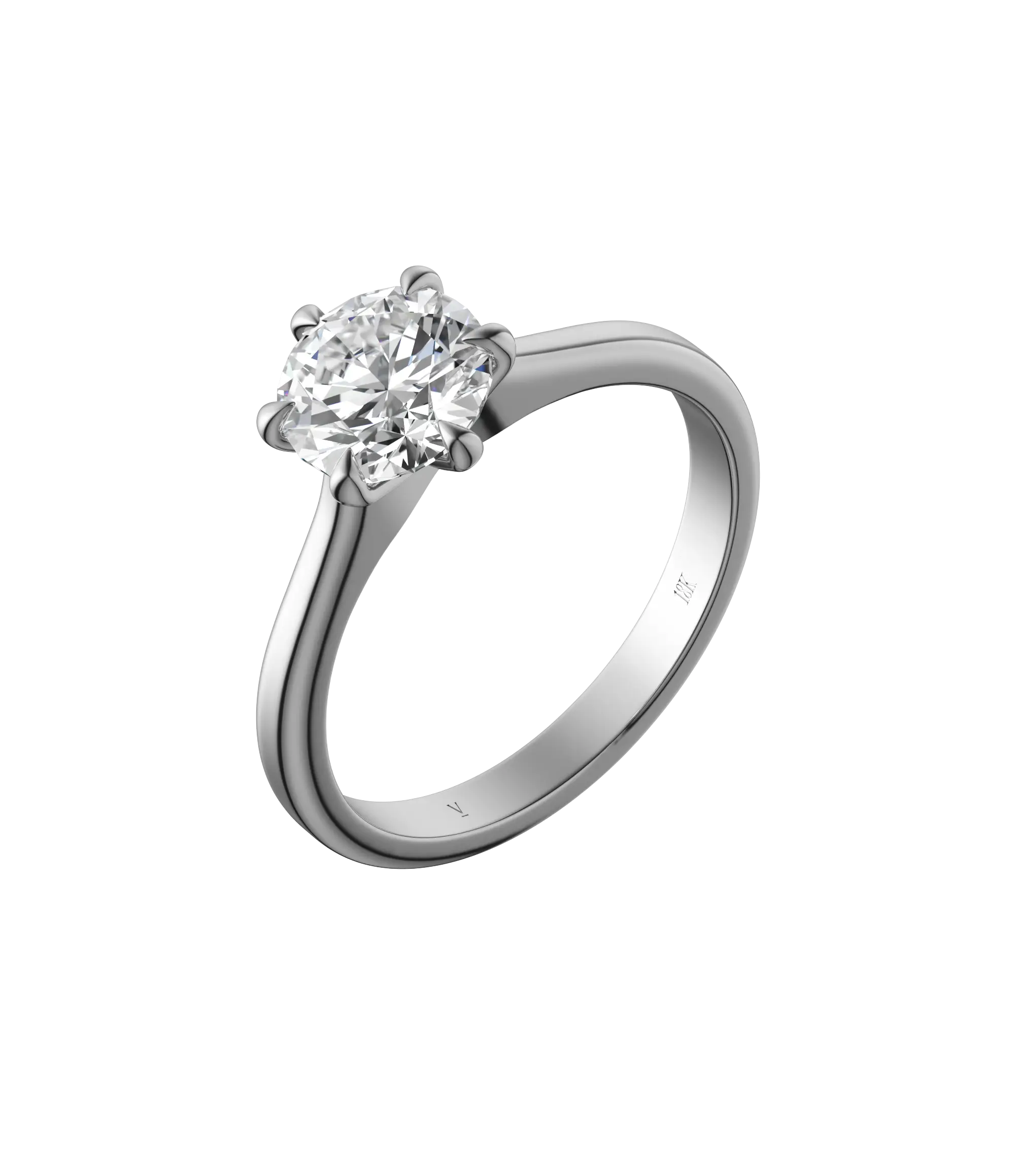 Round brilliant lab-grown diamond solitaire ring 1.50ct 6-prong in 18K recycled white gold