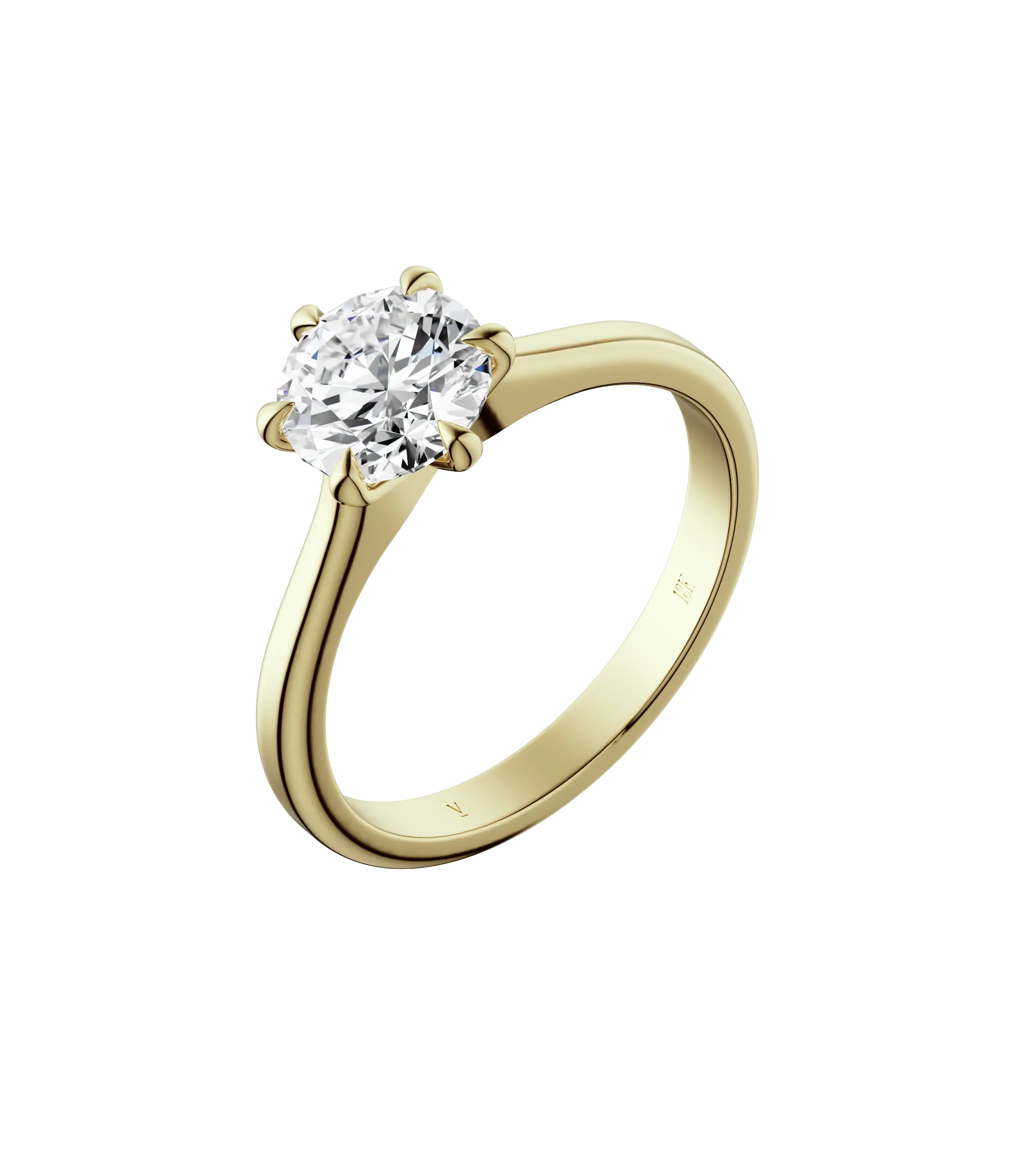 Round brilliant lab-grown diamond solitaire ring 1.50ct 6-prong in 18K recycled yellow gold