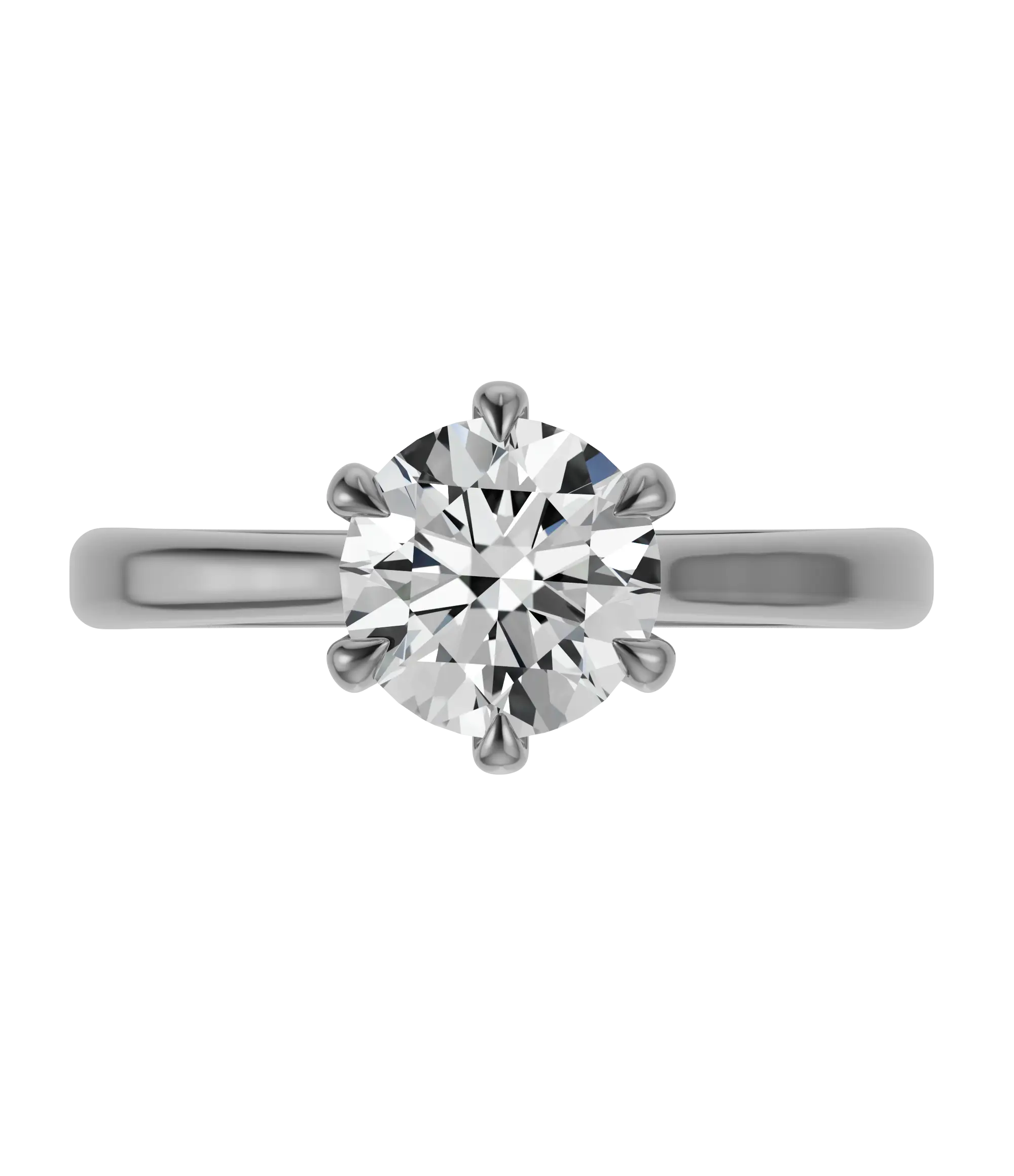 Round brilliant lab-grown diamond solitaire ring 1.50ct 6-prong in 18K recycled white gold