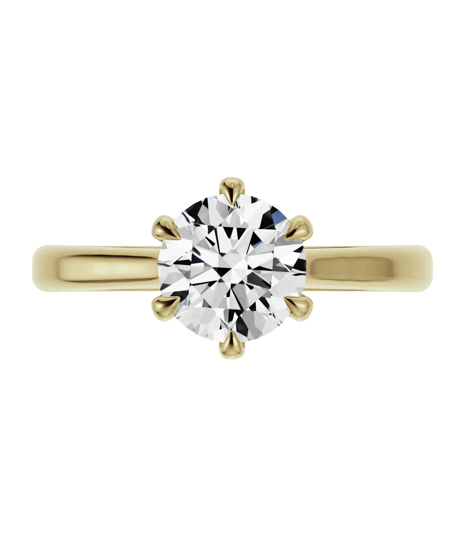 Round brilliant lab-grown diamond solitaire ring 1.50ct 6-prong in 18K recycled yellow gold