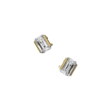 Emerald cut lab-grown diamond solitaire stud earrings, 2.00ct in 18K recycled yellow gold