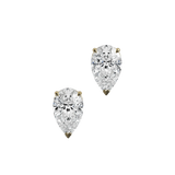 Pear cut lab-grown certified diamond solitaire stud earrings, 2.00ct in 18K recycled yellow gold