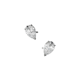 Pear cut lab-grown certified diamond solitaire stud earrings, 2.00ct in 18K recycled white gold