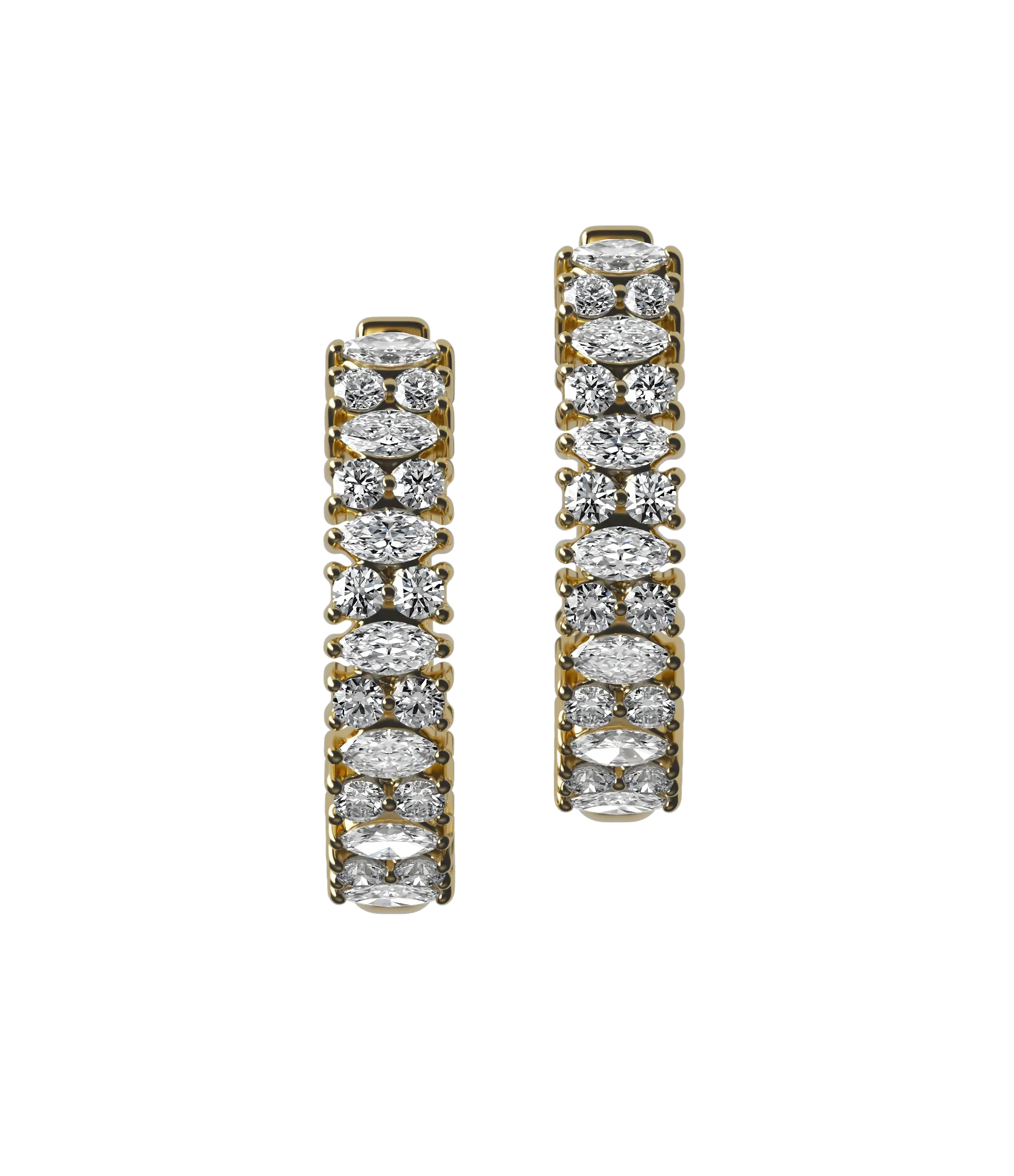 Marquise & round brilliant lab-grown diamond half eternity hoop earrings, 1.02ct in 18K recycled yellow gold
