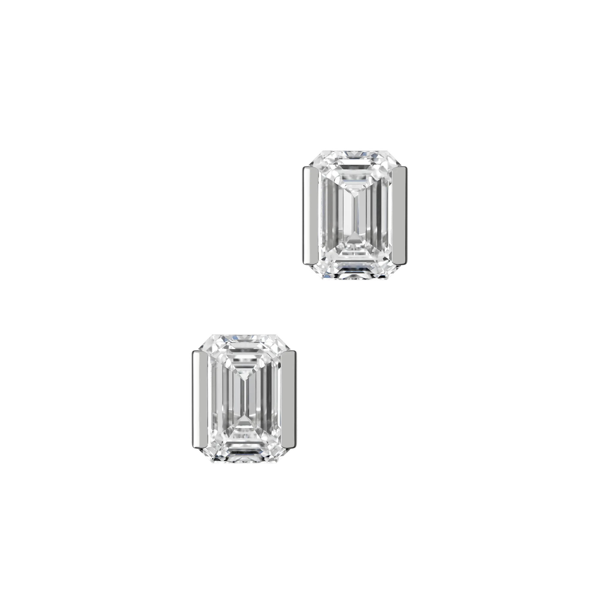 Emerald cut lab-grown diamond solitaire stud earrings, 2.00ct in 18K recycled white gold