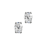 Oval cut lab-grown certified diamond solitaire stud earrings, 2.00ct in 18K recycled white gold