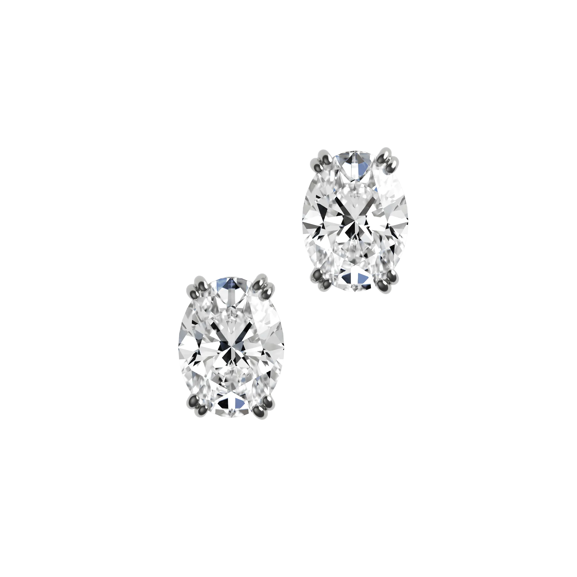 Oval cut lab-grown certified diamond solitaire stud earrings, 2.00ct in 18K recycled white gold