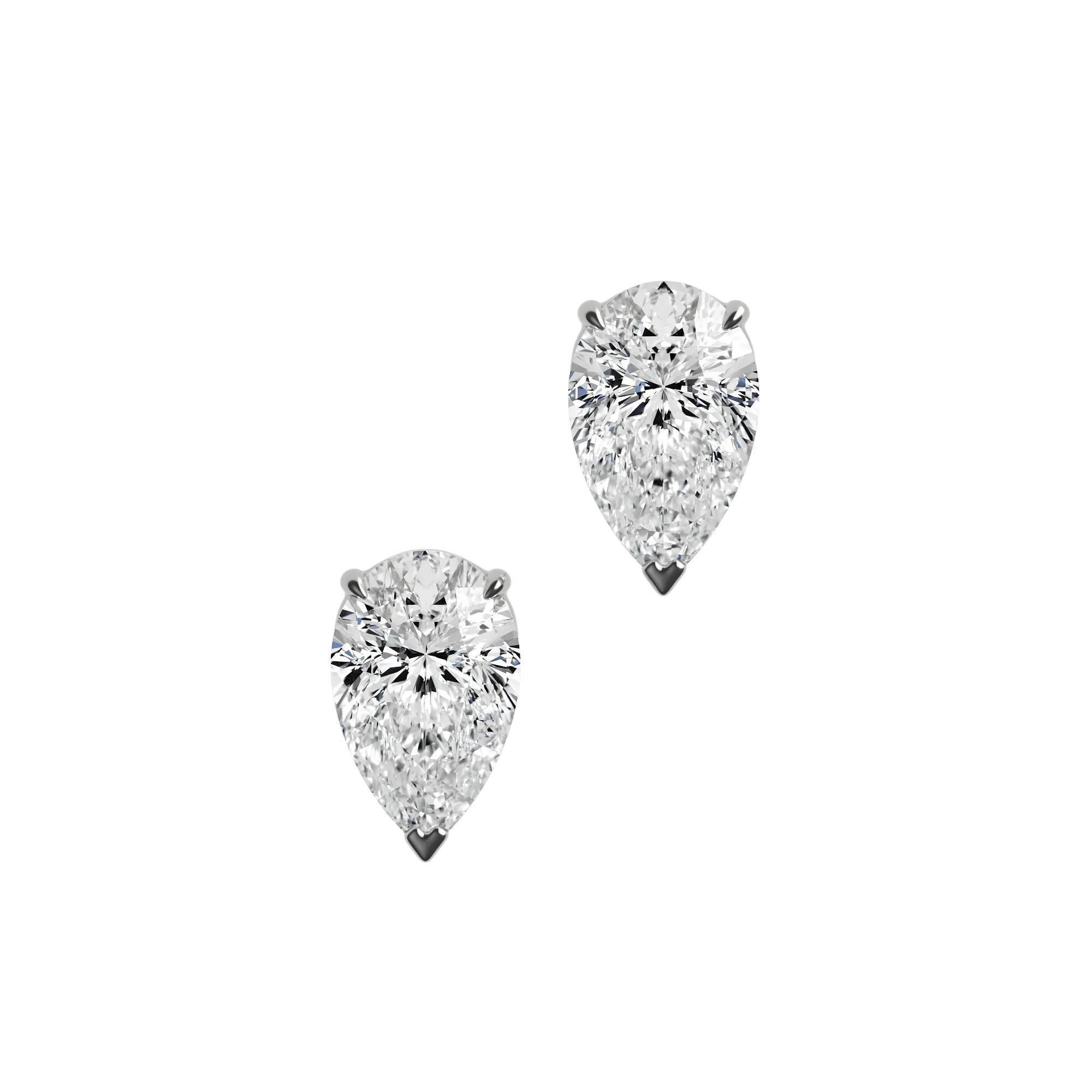 Pear cut lab-grown certified diamond solitaire stud earrings, 2.00ct in 18K recycled white gold