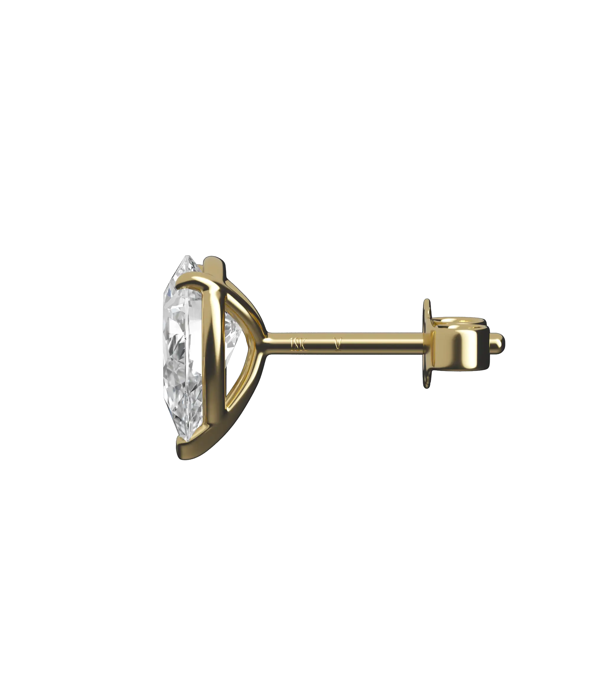 Pear cut lab-grown certified diamond solitaire stud earrings, 2.00ct in 18K recycled yellow gold