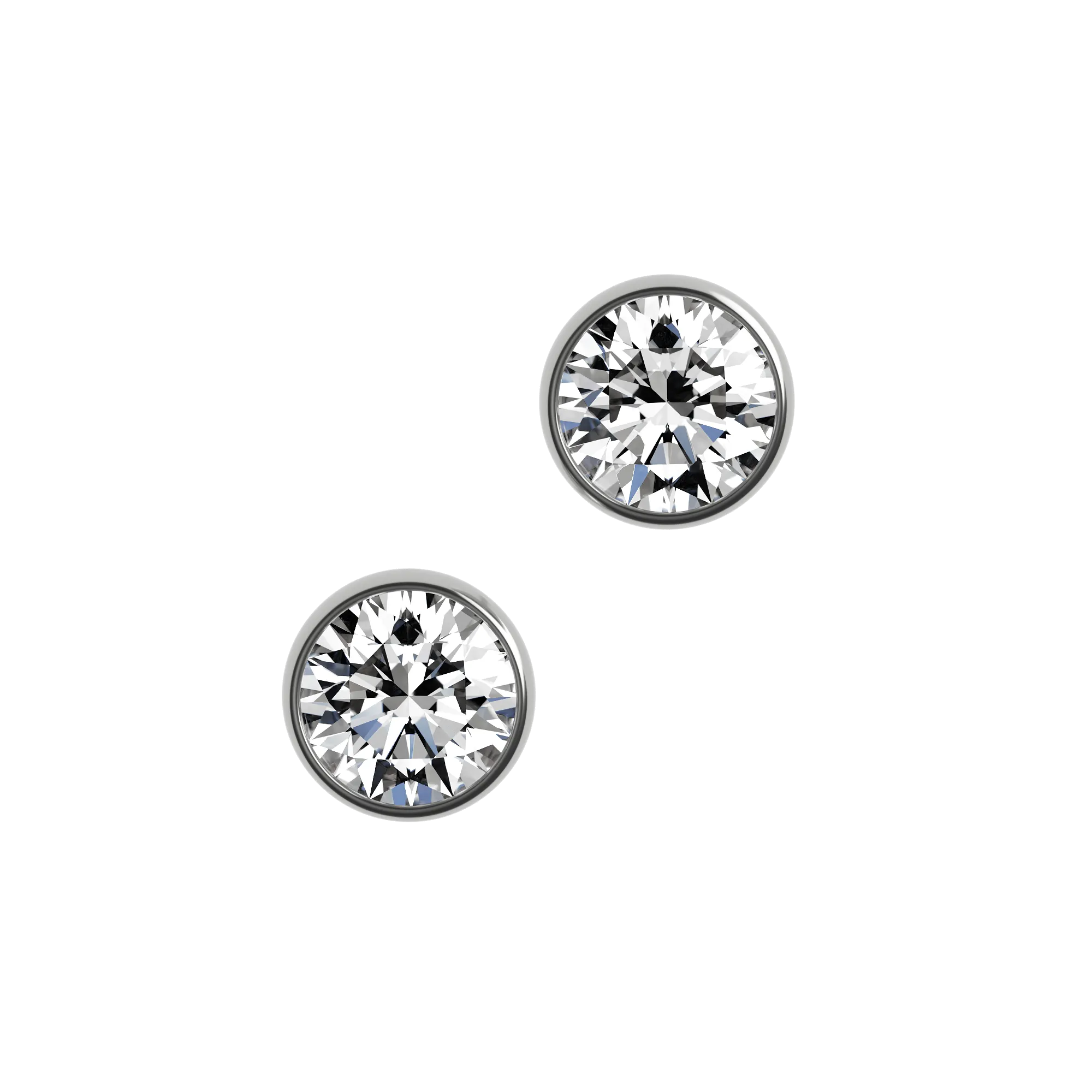Round brilliant lab-grown certified diamond solitaire stud earrings, 2.00ct in 18K recycled white gold