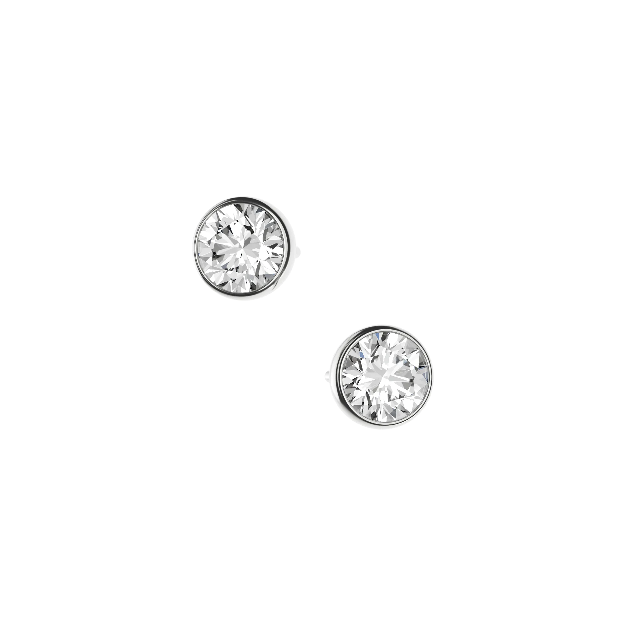 Round brilliant lab-grown certified diamond solitaire stud earrings, 2.00ct in 18K recycled white gold