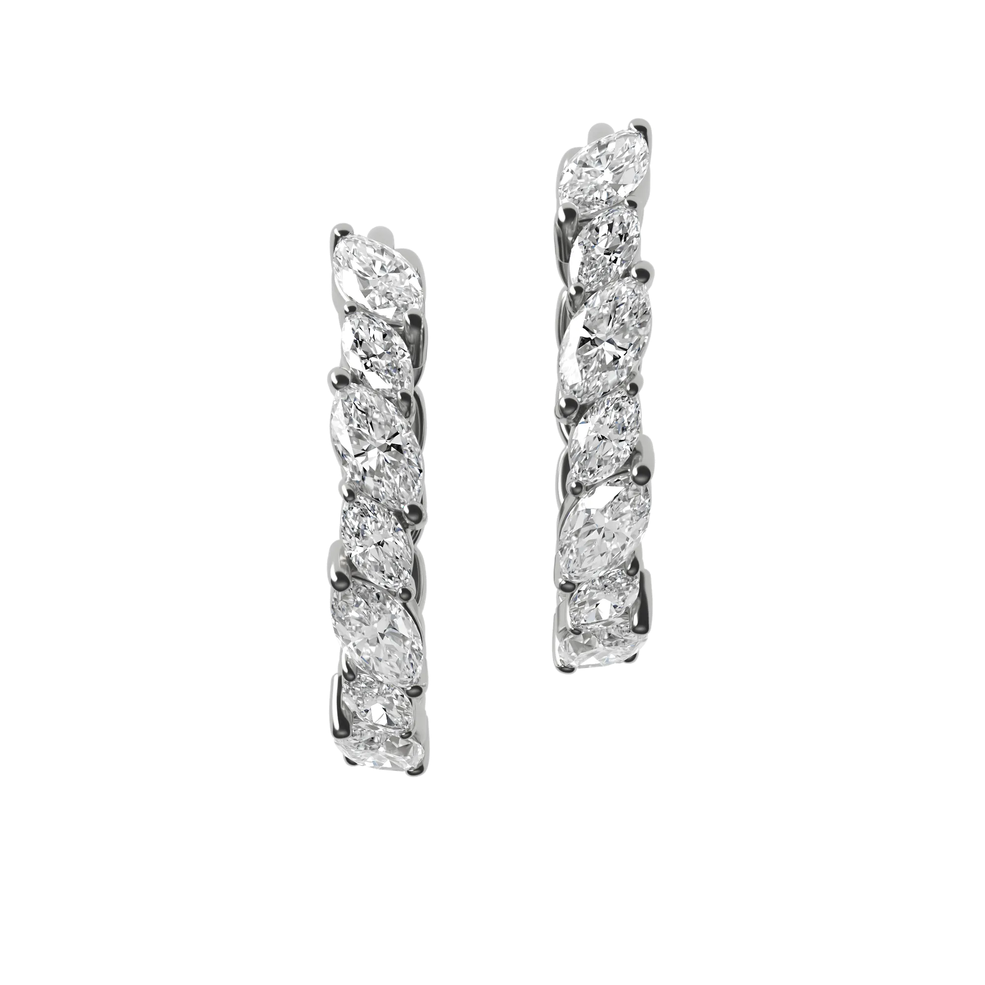 Marquise lab-grown diamond half eternity hoop earrings, 1.44ct in 18K recycled white gold