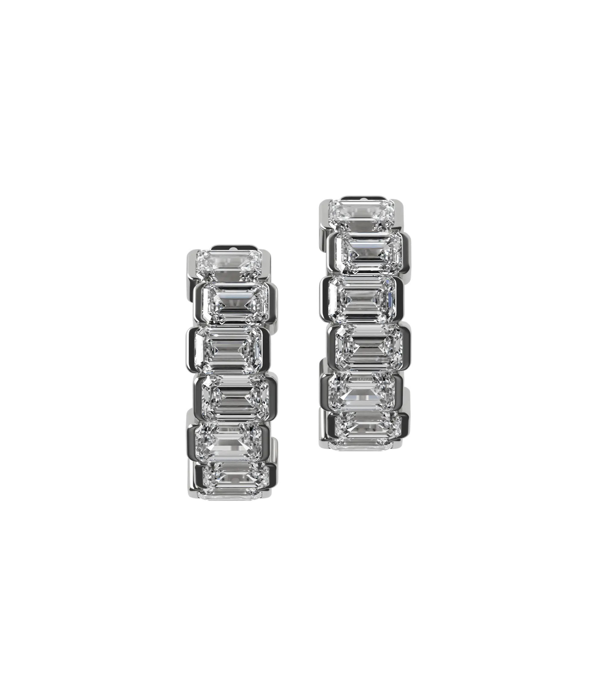 Emerald lab-grown diamond multi-stone hoop earrings, 2.10ct in 18K recycled white gold