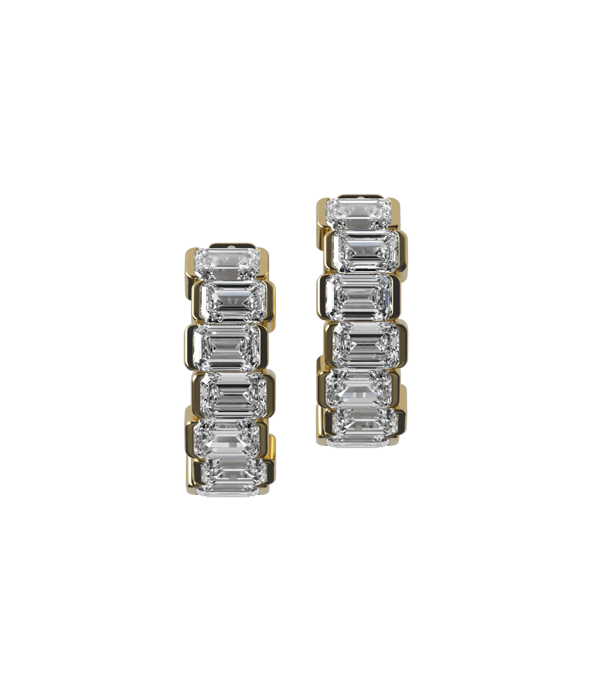 Emerald lab-grown diamond multi-stone hoop earrings, 2.10ct in 18K recycled yellow gold