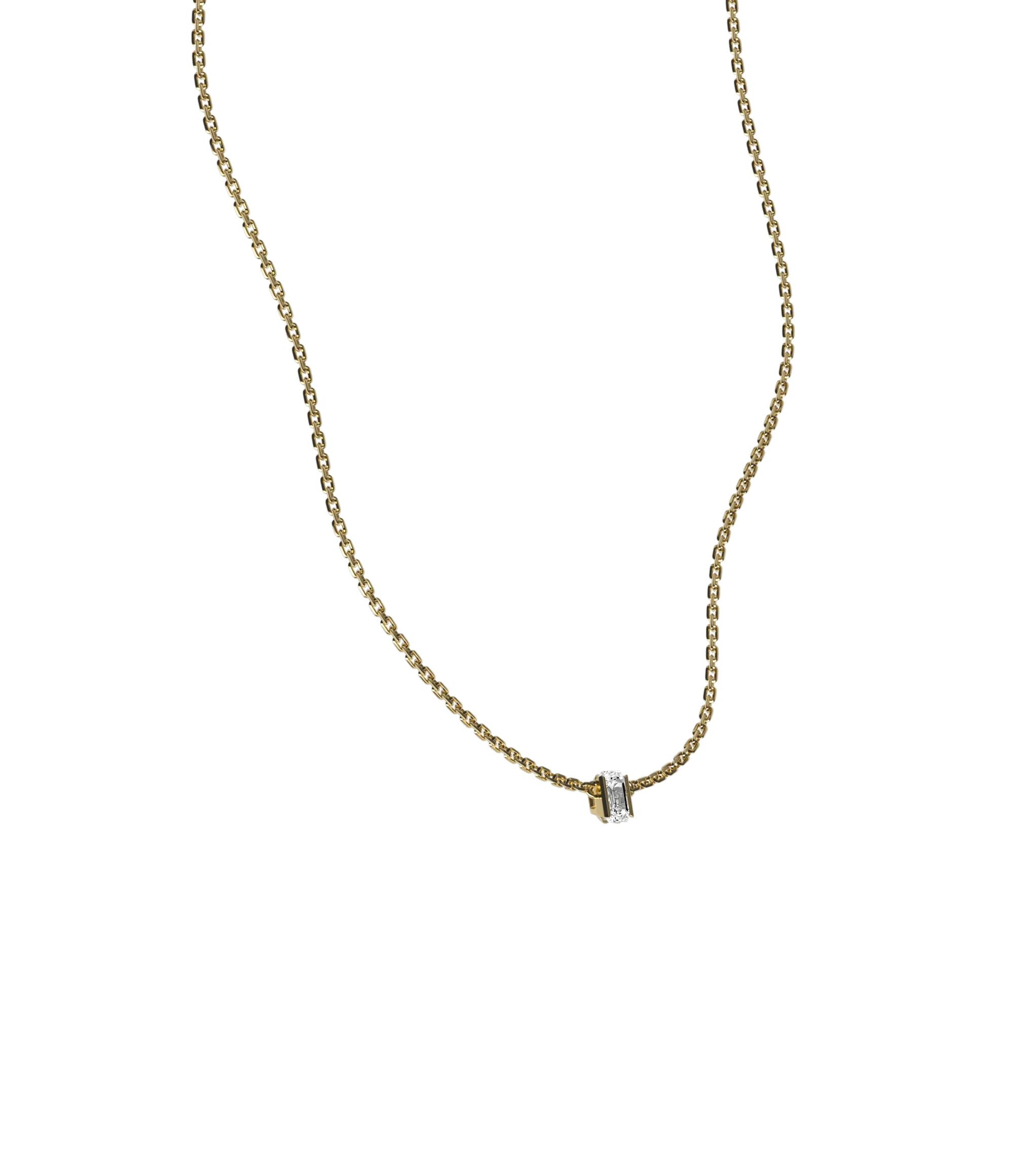 Emerald lab-grown diamond solitaire chain necklace, 0.50ct in 18K recycled yellow gold.