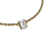 Emerald lab-grown diamond solitaire chain necklace, 0.50ct in 18K recycled yellow gold.