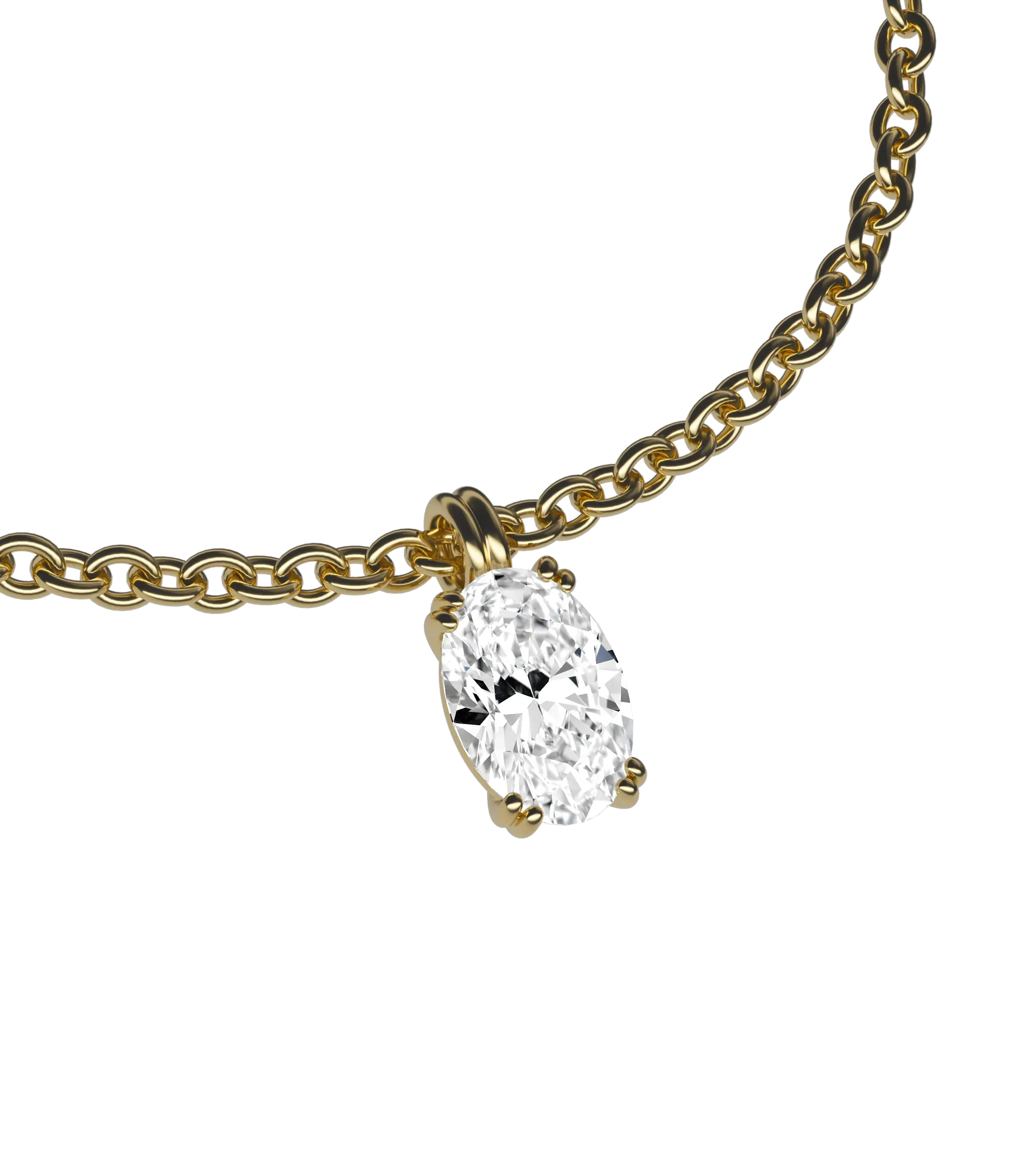 Oval lab-grown diamond solitaire pendant necklace, 0.50ct in 18K recycled yellow gold