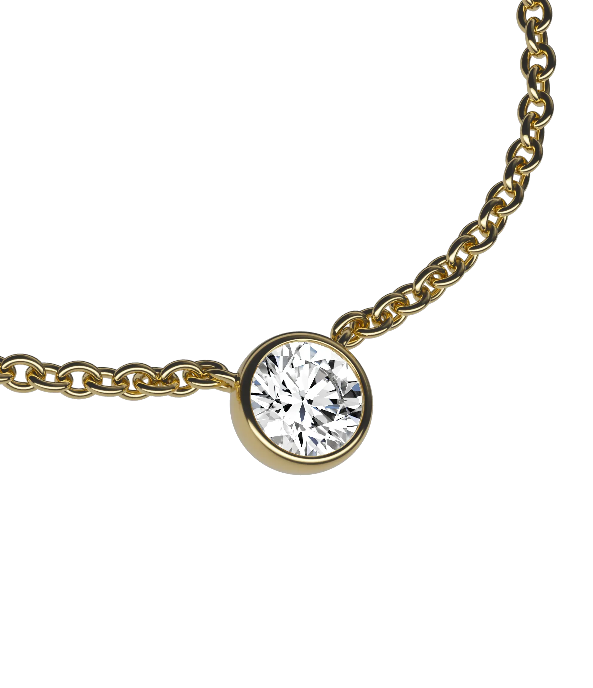 Round brilliant lab-grown diamond solitaire chain necklace, 0.50ct in 18K recycled yellow gold