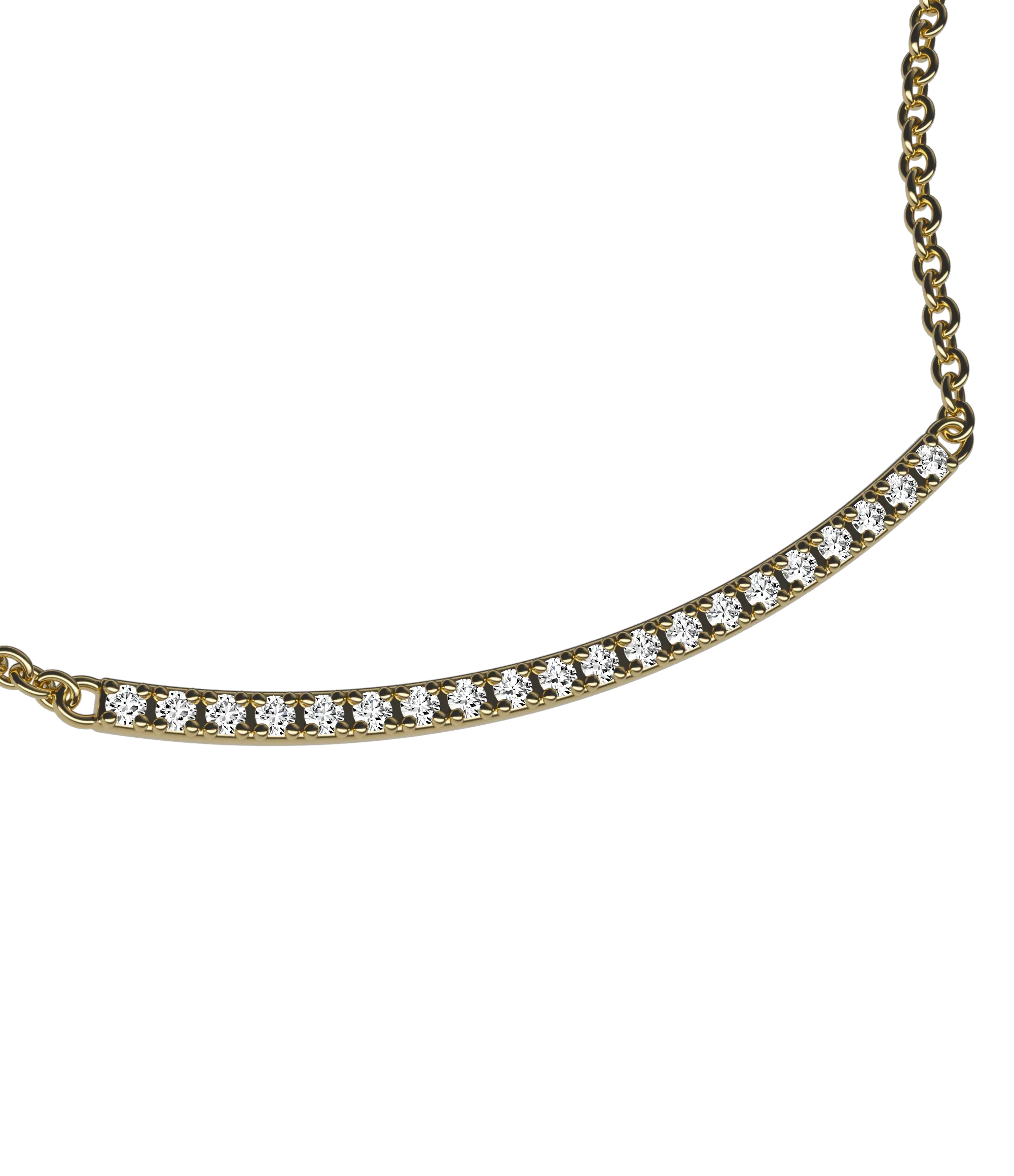 Round brilliant lab-grown diamond pavé barre chain necklace, 0.40ct in 18K recycled yellow gold