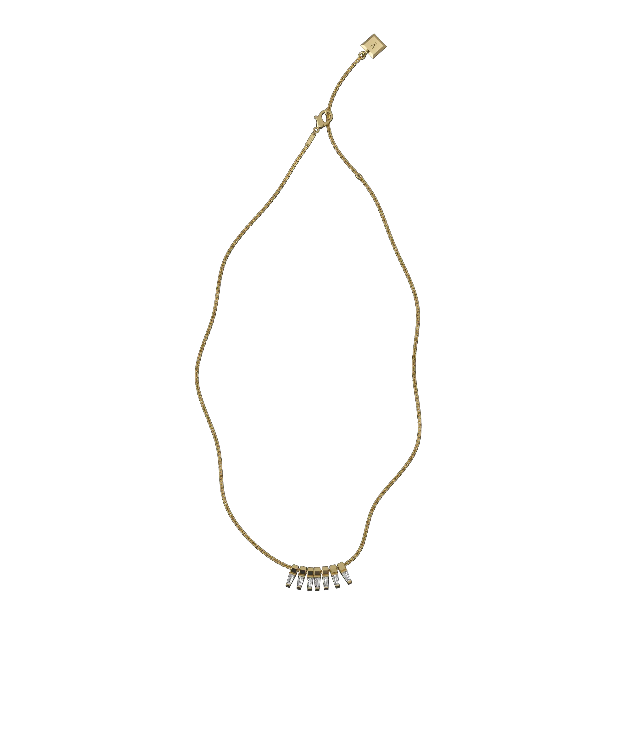 Tapered baguette lab-grown diamond multi-stone chain necklace, 0.84ct in 18K recycled yellow gold