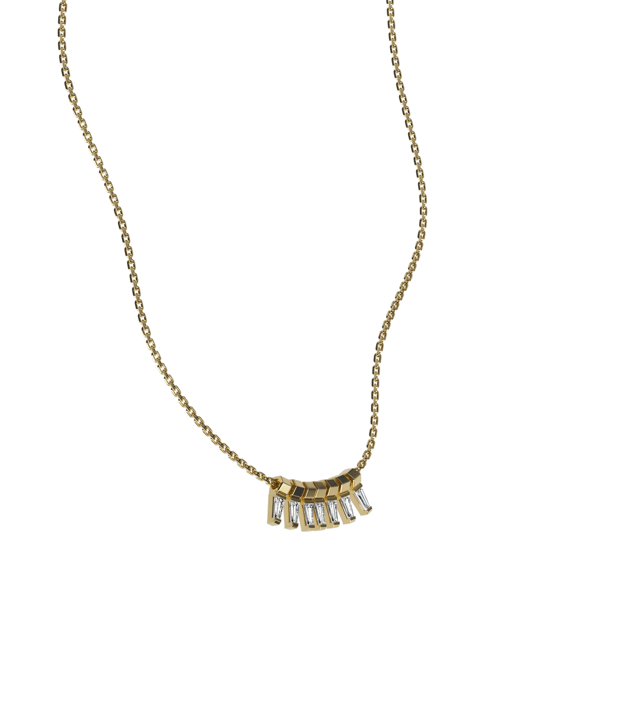 Tapered baguette lab-grown diamond multi-stone chain necklace, 0.84ct in 18K recycled yellow gold