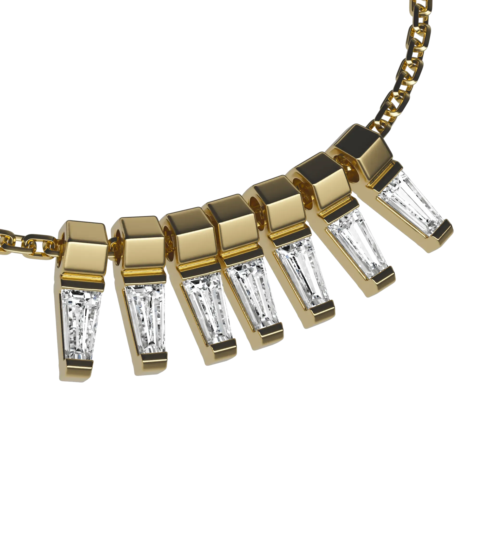 Tapered baguette lab-grown diamond multi-stone chain necklace, 0.84ct in 18K recycled yellow gold