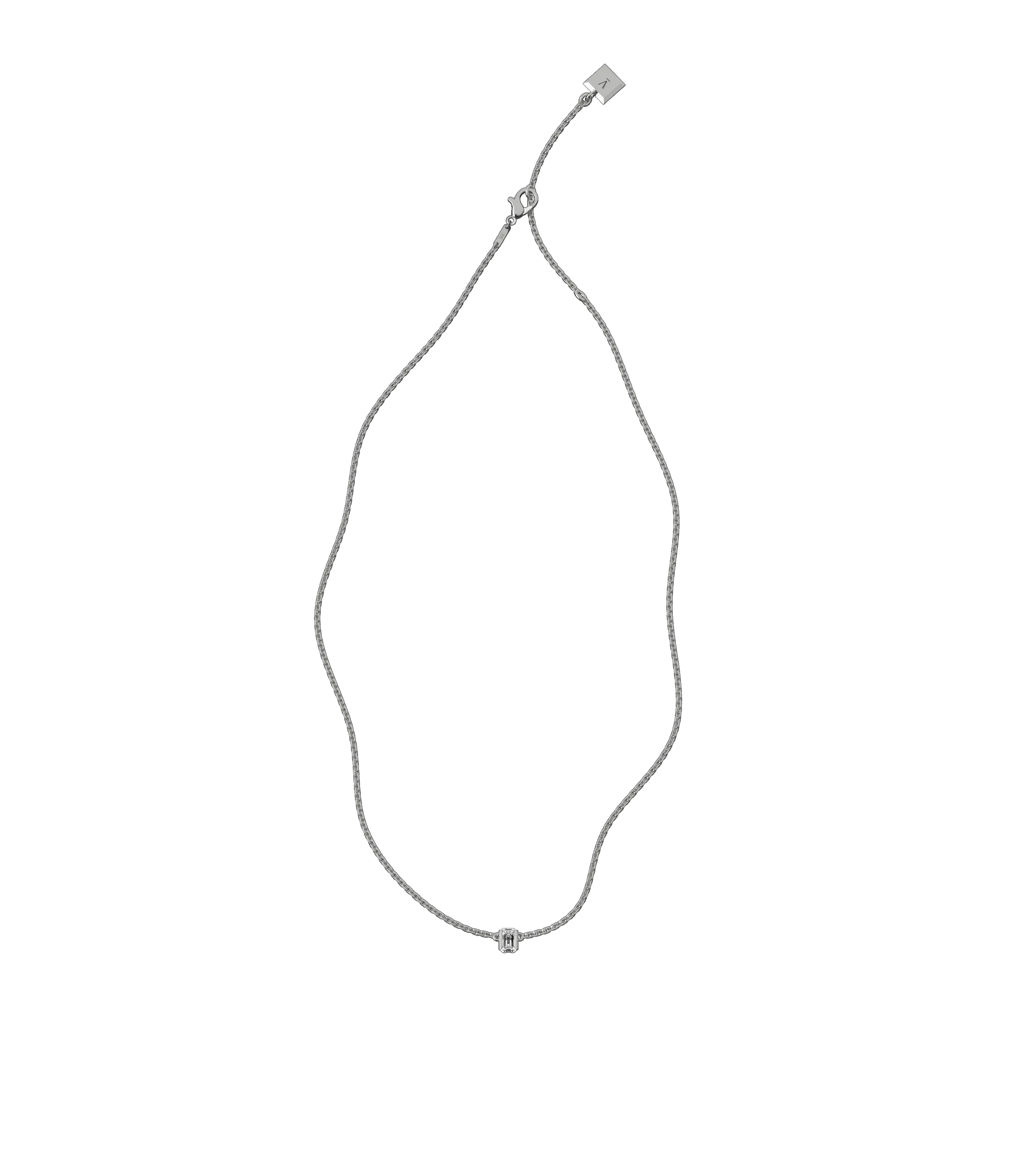 Emerald lab-grown diamond solitaire chain necklace, 0.50ct in 18K recycled white gold