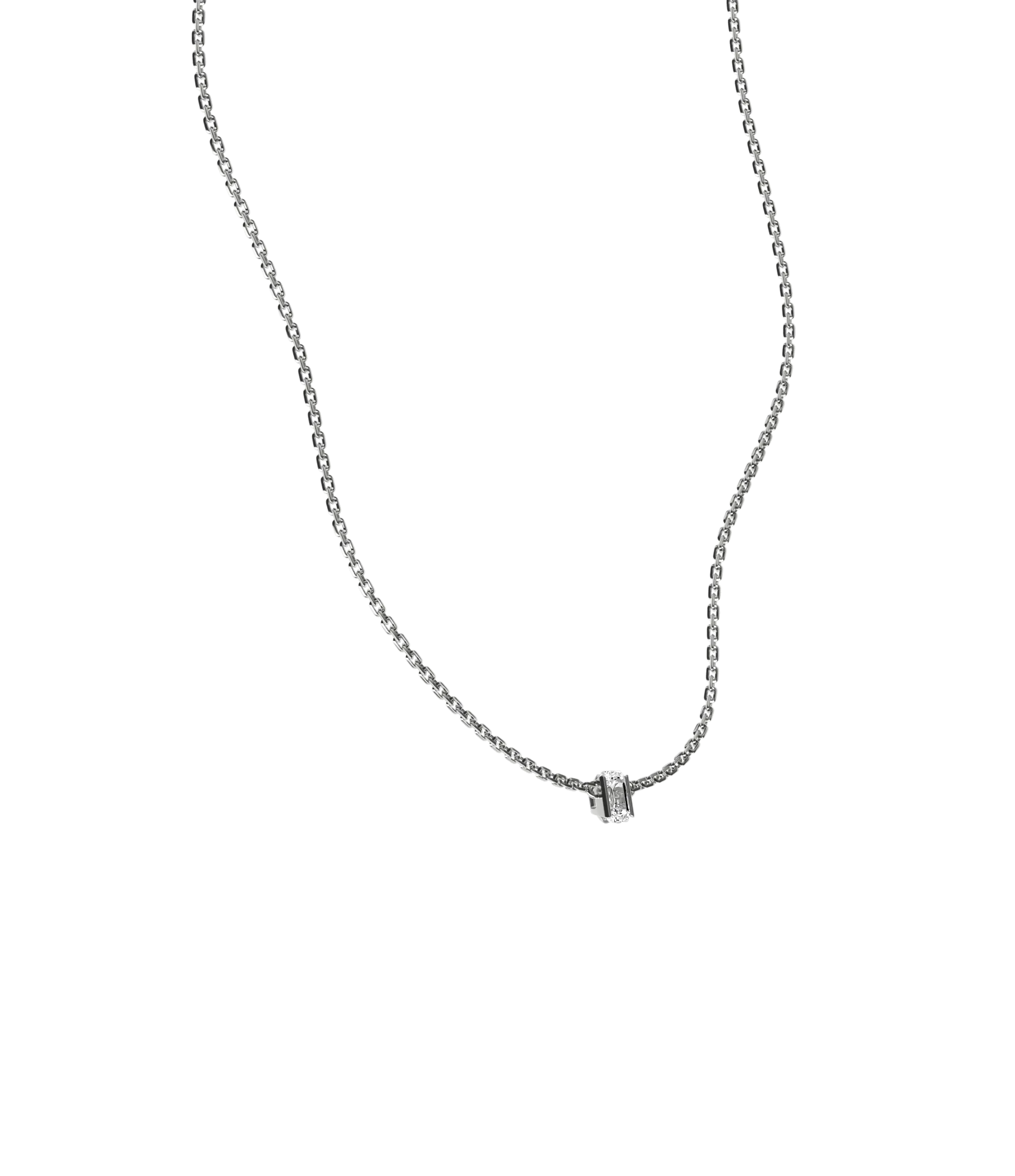 Emerald lab-grown diamond solitaire chain necklace, 0.50ct in 18K recycled white gold